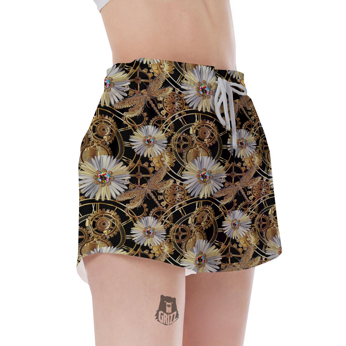 Chamomile Steampunk Print Pattern Women's Shorts-grizzshop