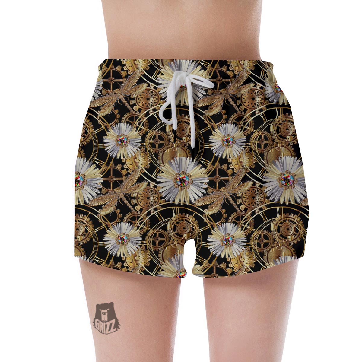 Chamomile Steampunk Print Pattern Women's Shorts-grizzshop