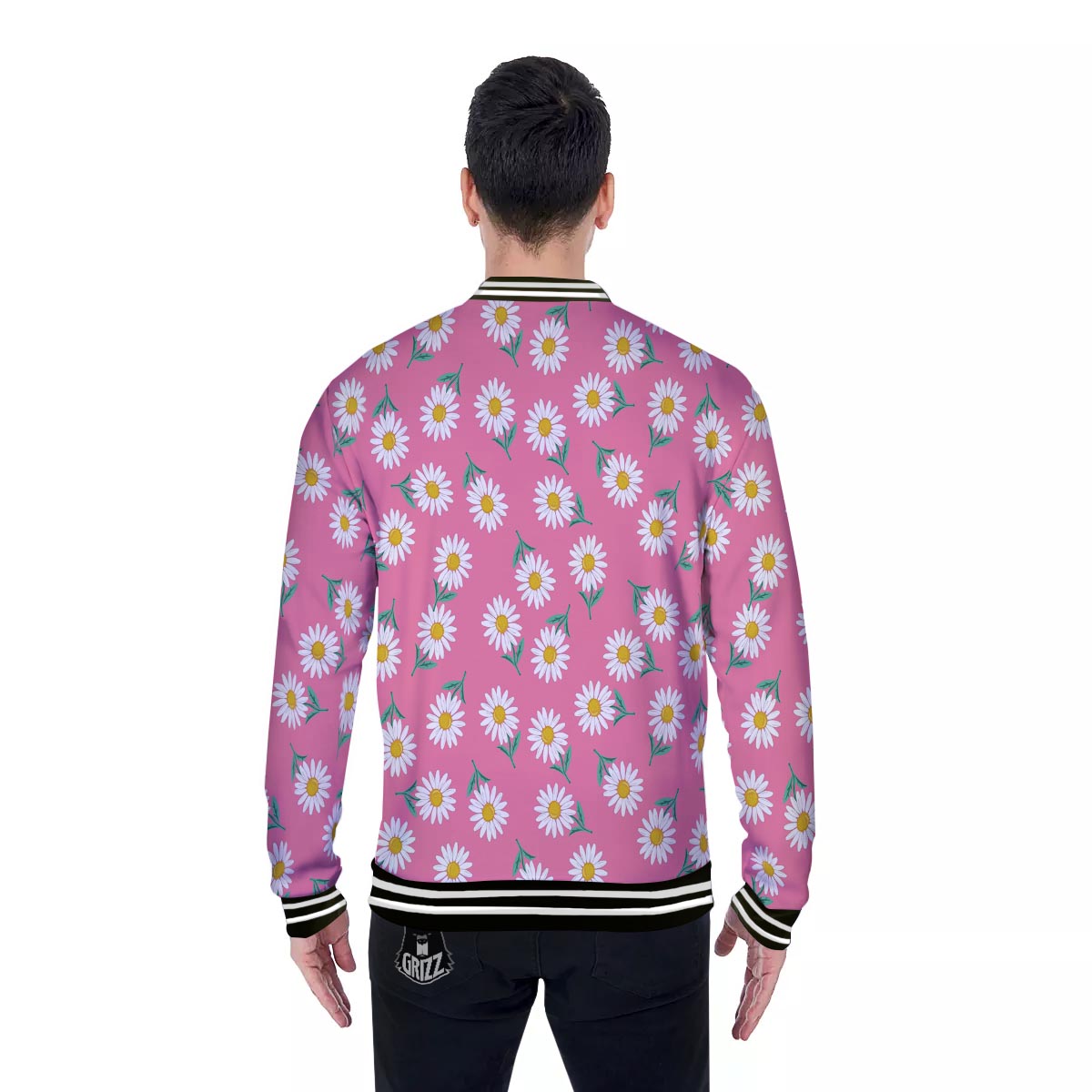 Chamomile Sunflower Print Pattern Baseball Jacket-grizzshop