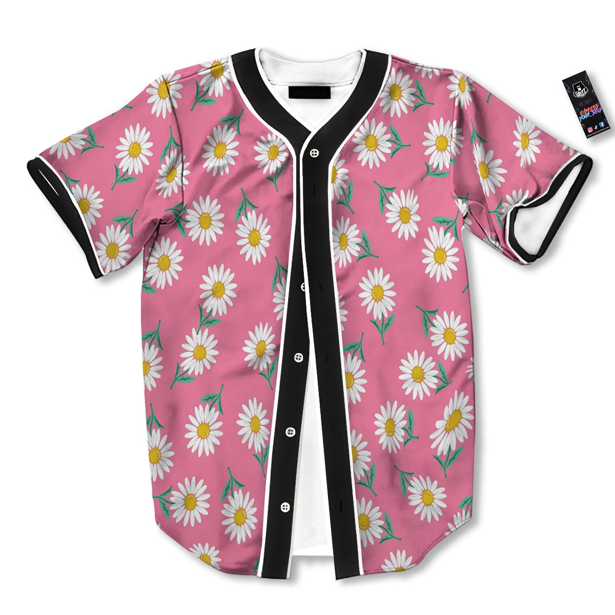 Chamomile Sunflower Print Pattern Baseball Jersey-grizzshop