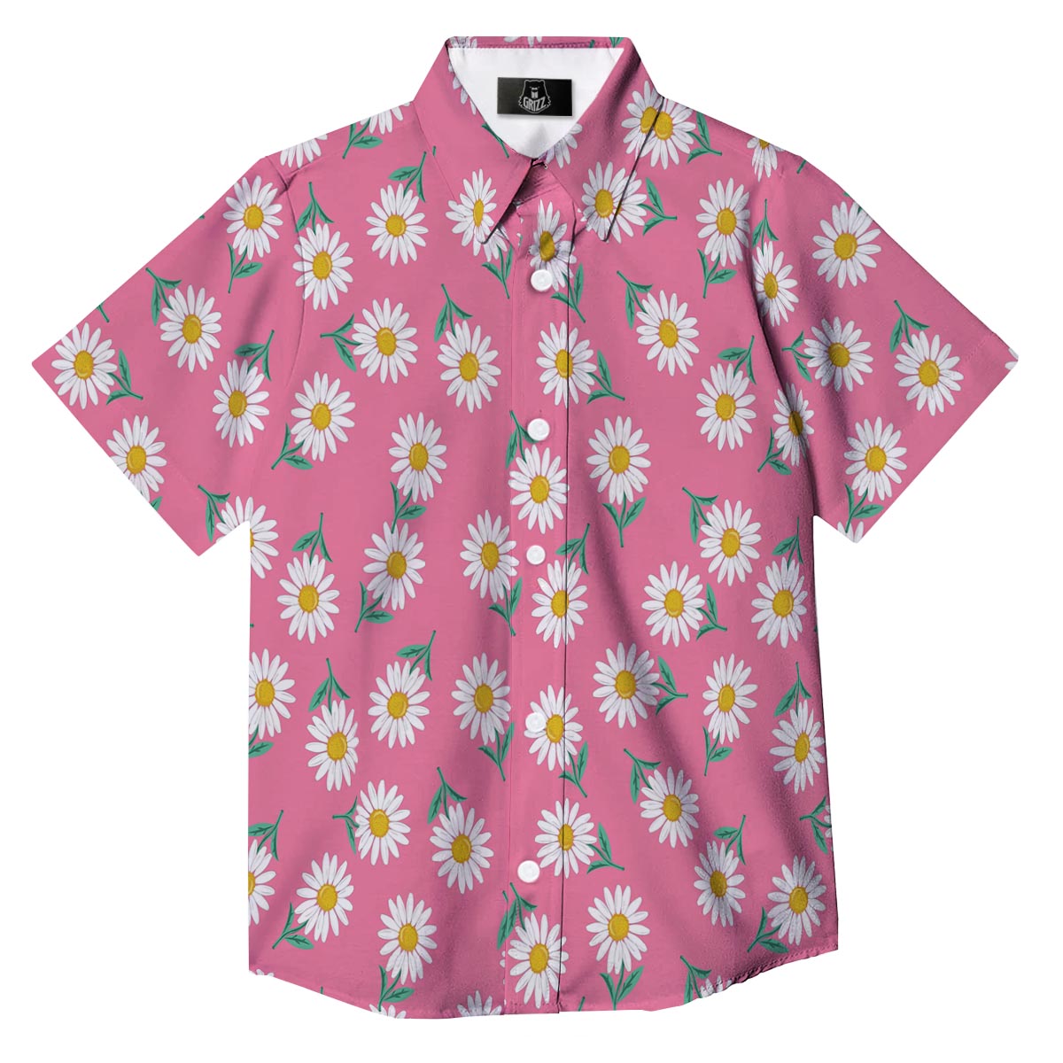 Chamomile Sunflower Print Pattern Button Up Shirt-grizzshop