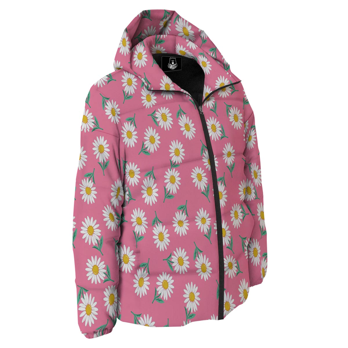 Chamomile Sunflower Print Pattern Down Jacket-grizzshop