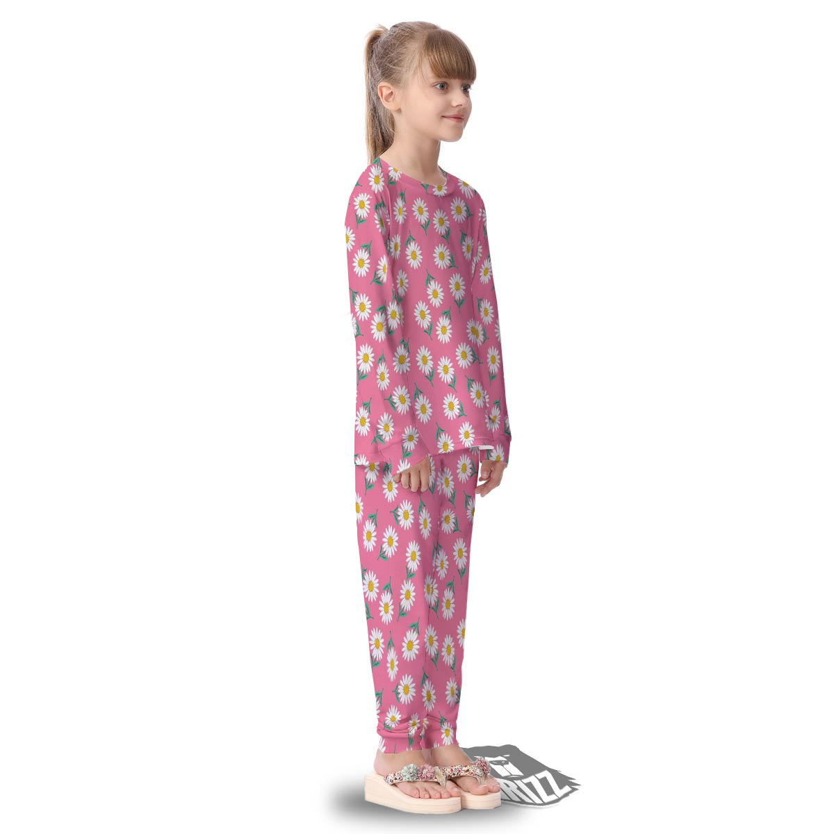 Chamomile Sunflower Print Pattern Kid's Pajamas-grizzshop