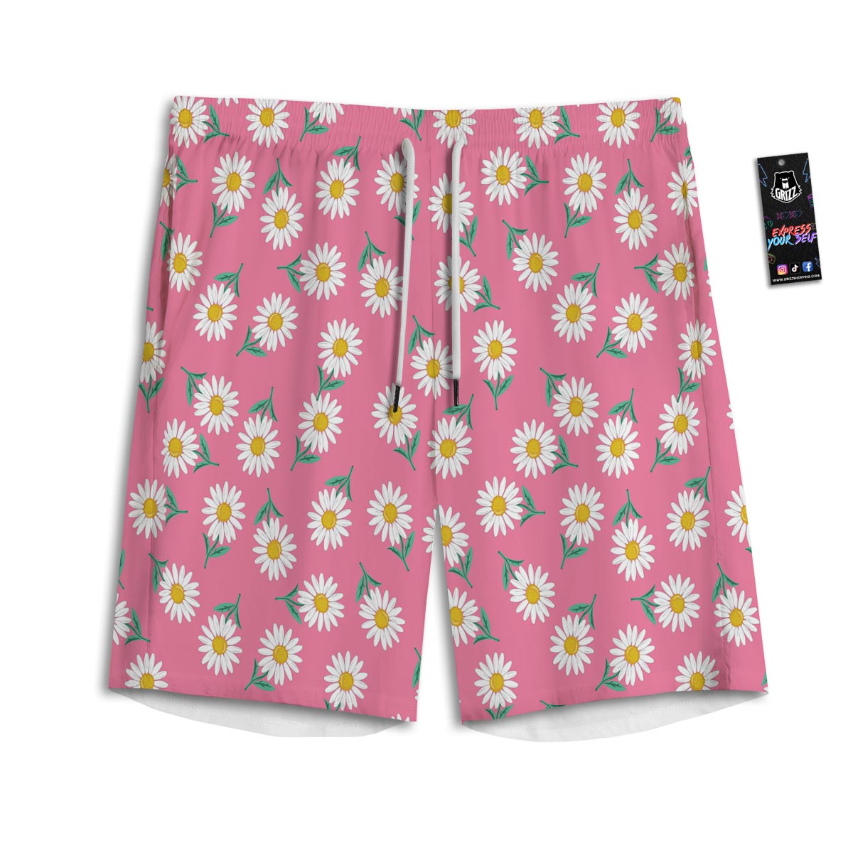 Chamomile Sunflower Print Pattern Men's Athletic Shorts