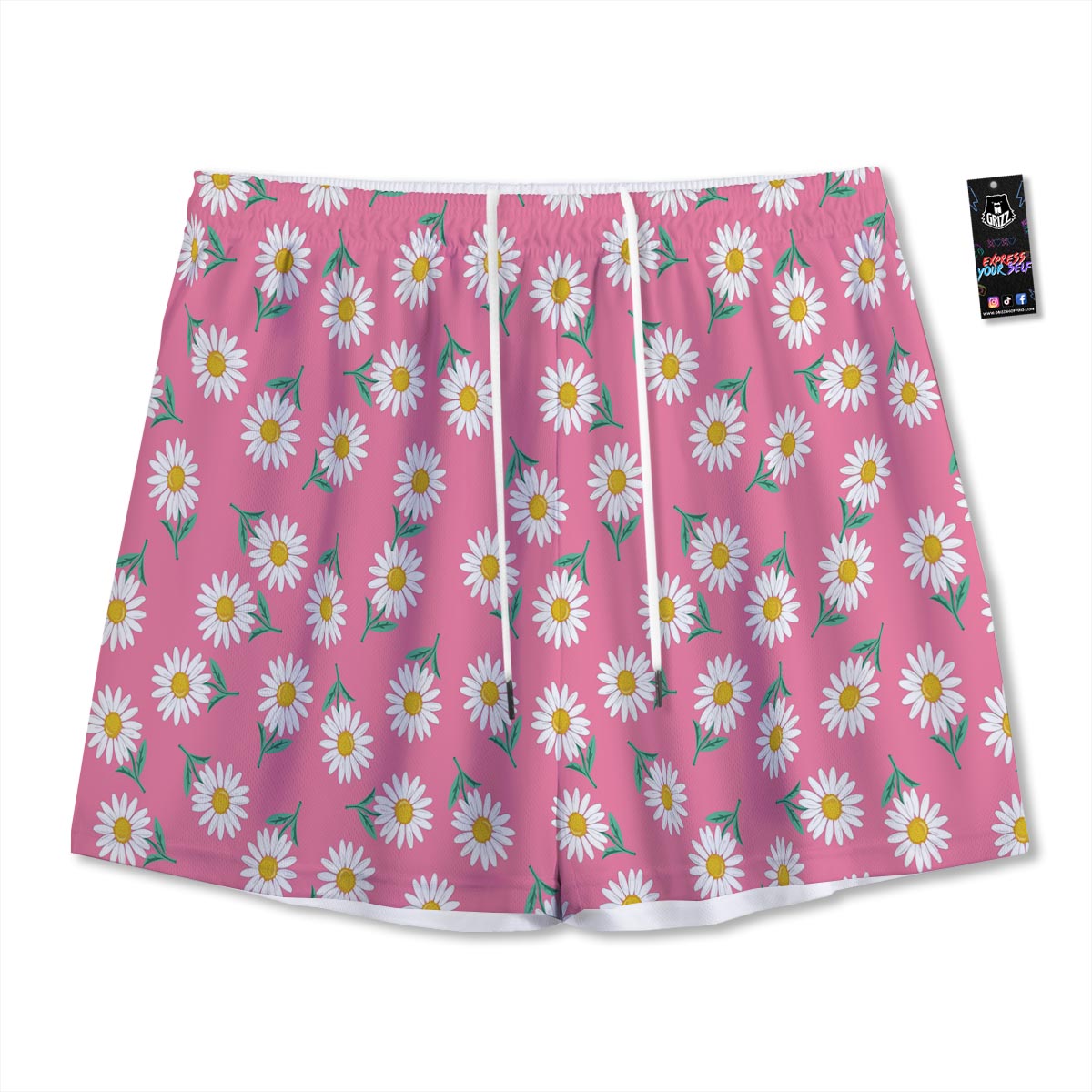 Chamomile Sunflower Print Pattern Mesh Shorts