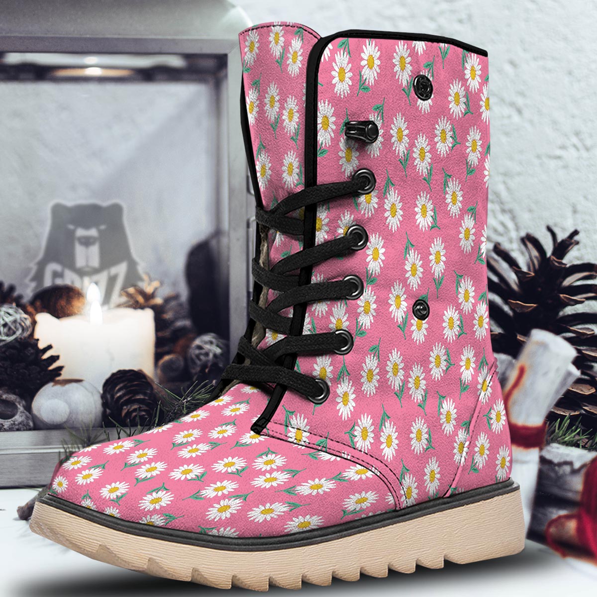 Chamomile Sunflower Print Pattern Snow Boots-grizzshop