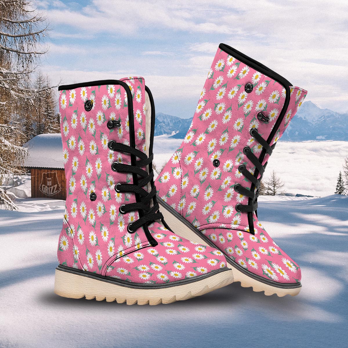 Chamomile Sunflower Print Pattern Snow Boots-grizzshop