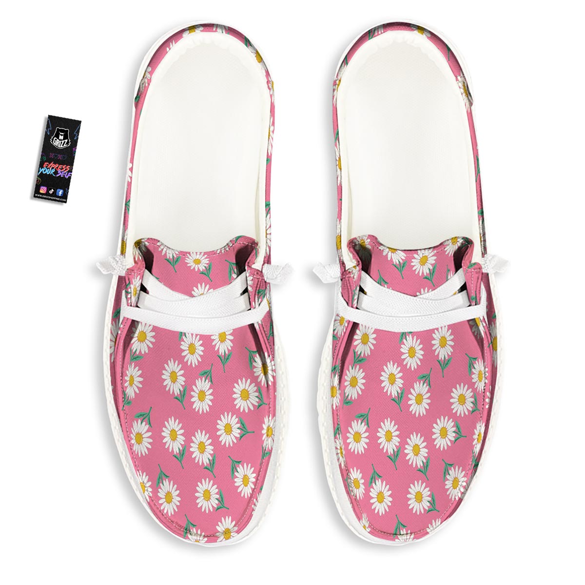 Chamomile Sunflower Print Pattern White Loafers-grizzshop