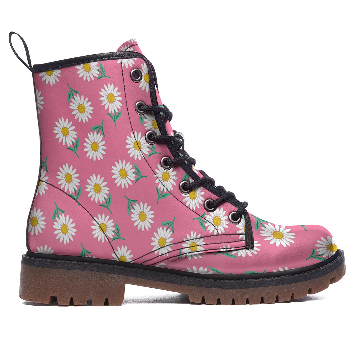 Chamomile Sunflower Print Pattern Work Boots-grizzshop