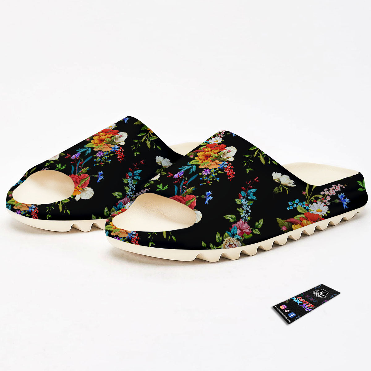 Chamomile And Poppy Print Pattern Sandals-grizzshop