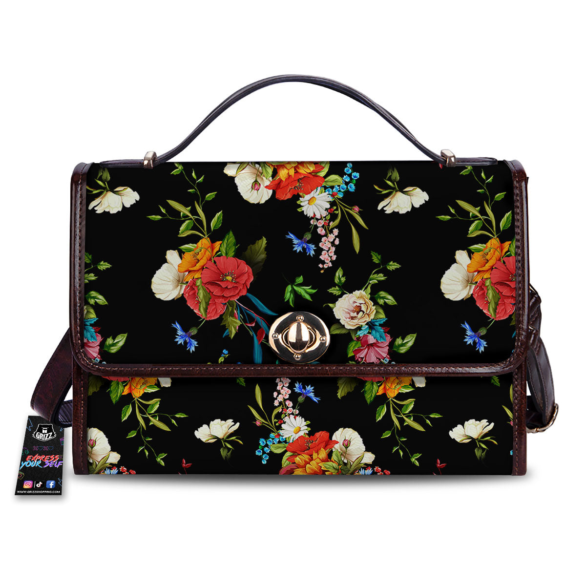 Chamomile And Poppy Print Pattern Women's Satchel Bag