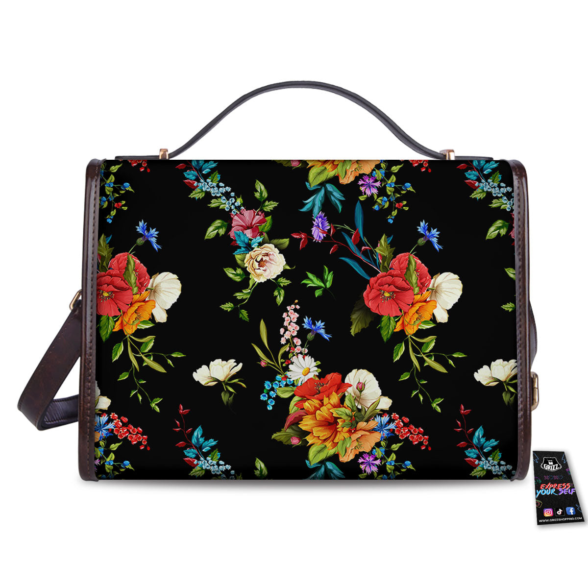 Chamomile And Poppy Print Pattern Women's Satchel Bag