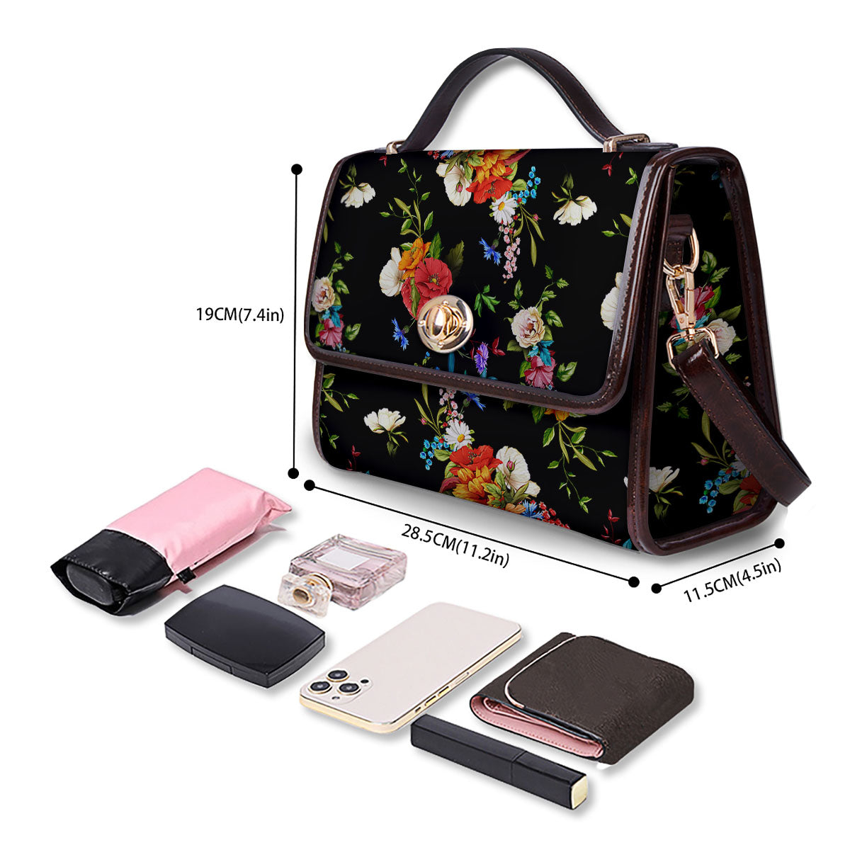 Chamomile And Poppy Print Pattern Women's Satchel Bag