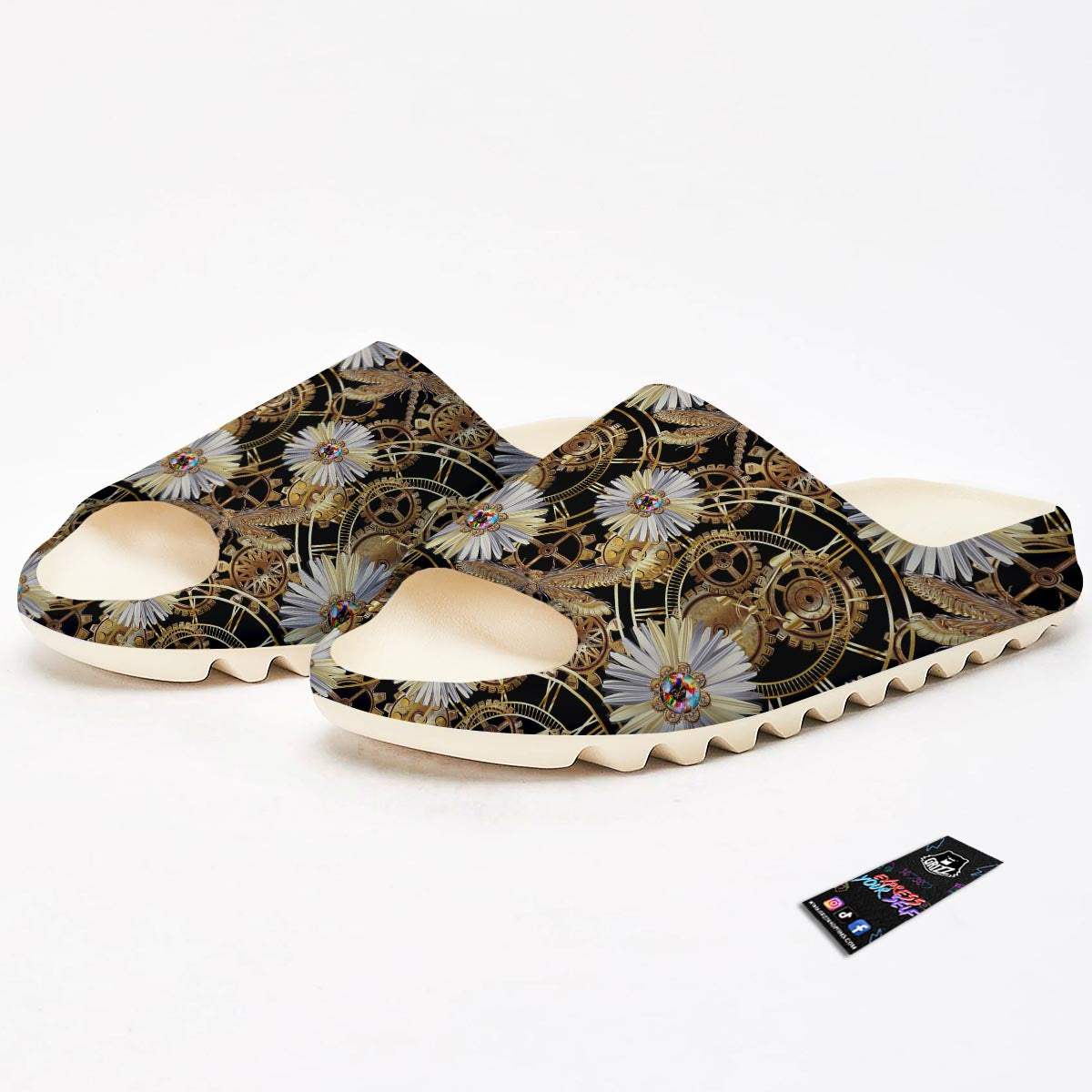 Chamomile Steampunk Print Pattern Sandals-grizzshop