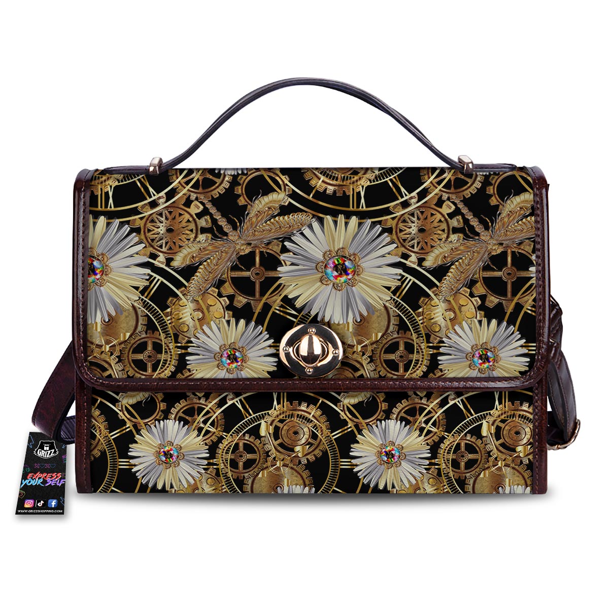 Chamomile Steampunk Print Pattern Women's Satchel Bag