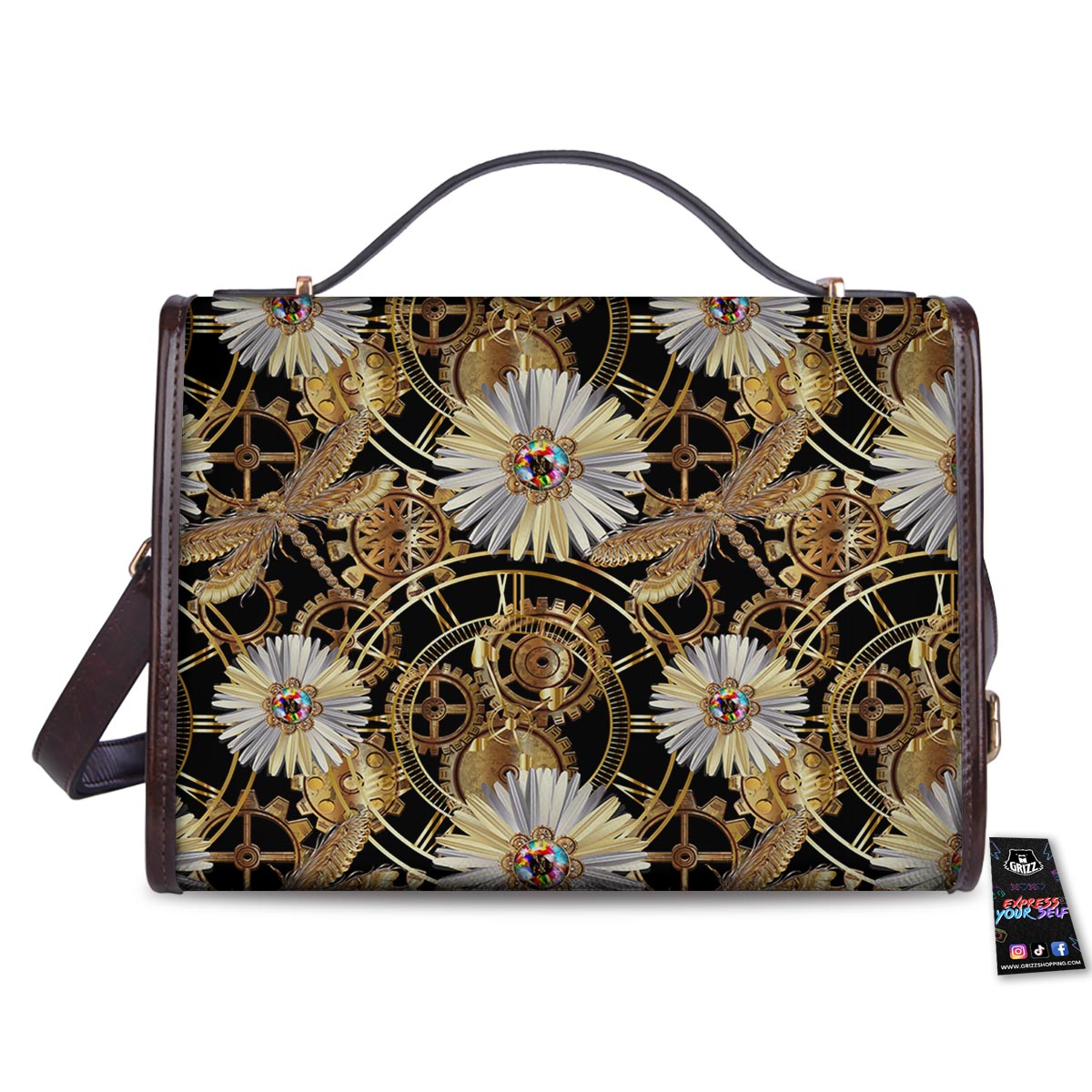 Chamomile Steampunk Print Pattern Women's Satchel Bag