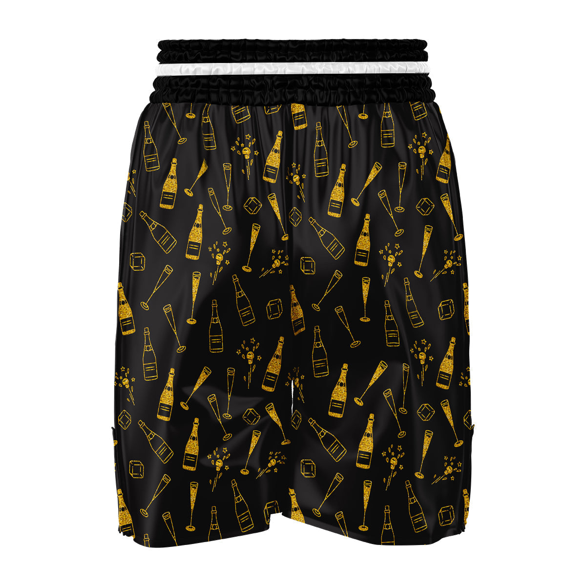 Champagne Gold Glitter Pattern Print Boxing Shorts-grizzshop