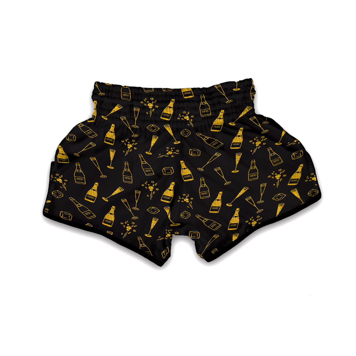 Champagne Gold Glitter Pattern Print Muay Thai Boxing Shorts-grizzshop