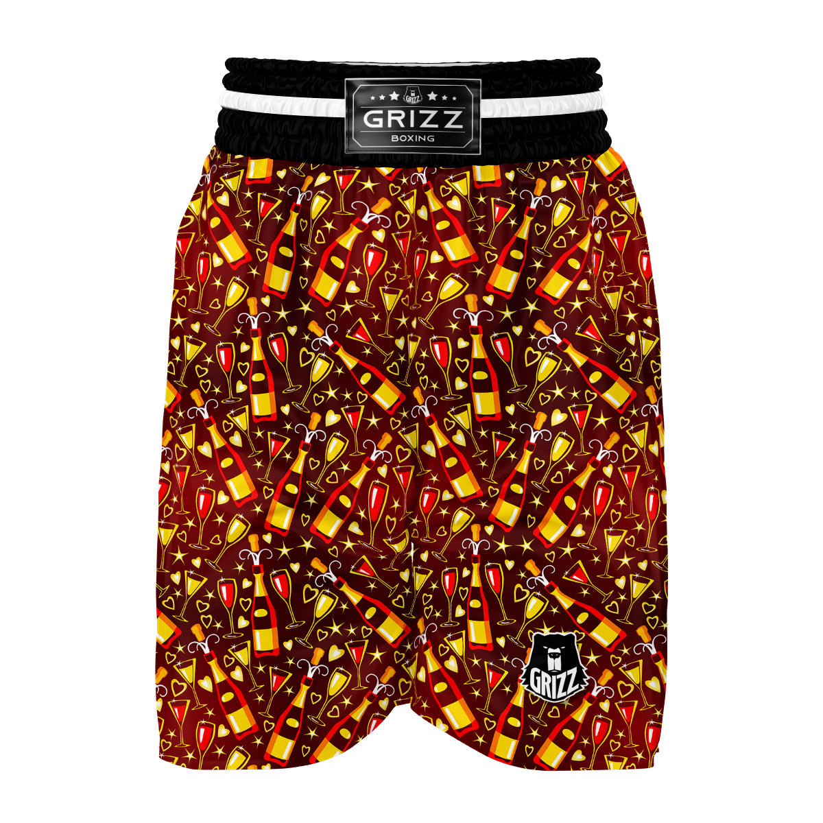 Champagne Pattern Print Boxing Shorts-grizzshop