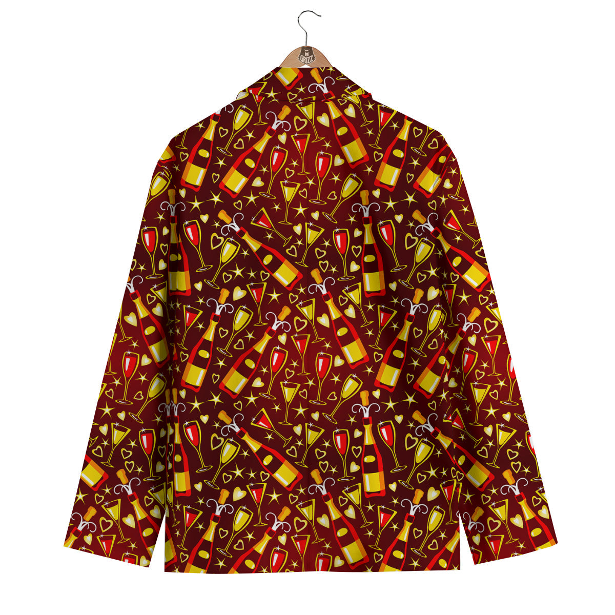Champagne Pattern Print Men's Blazer-grizzshop