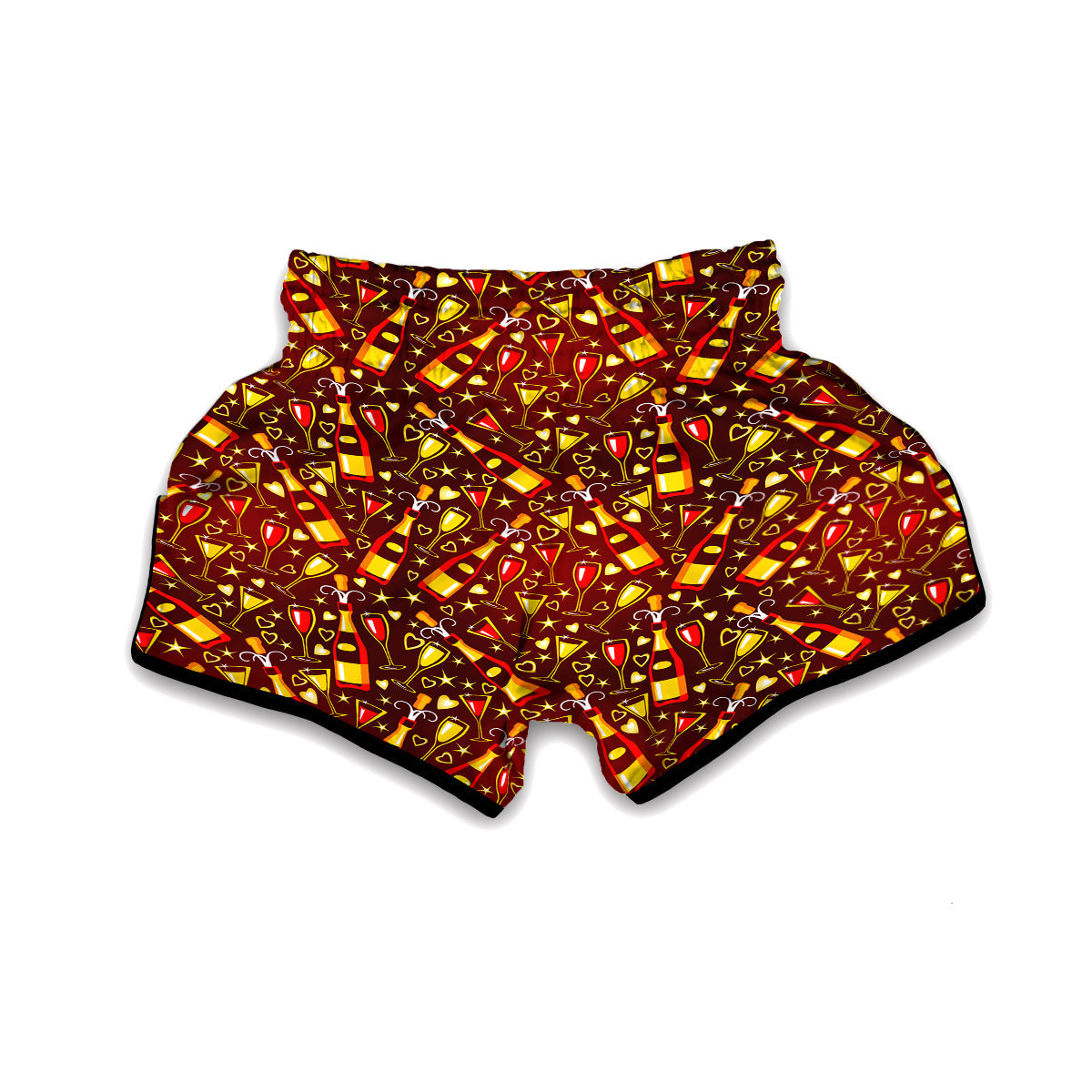 Champagne Pattern Print Muay Thai Boxing Shorts-grizzshop