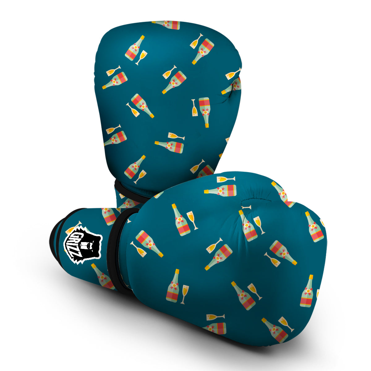 Champagne Print Pattern Boxing Gloves-grizzshop