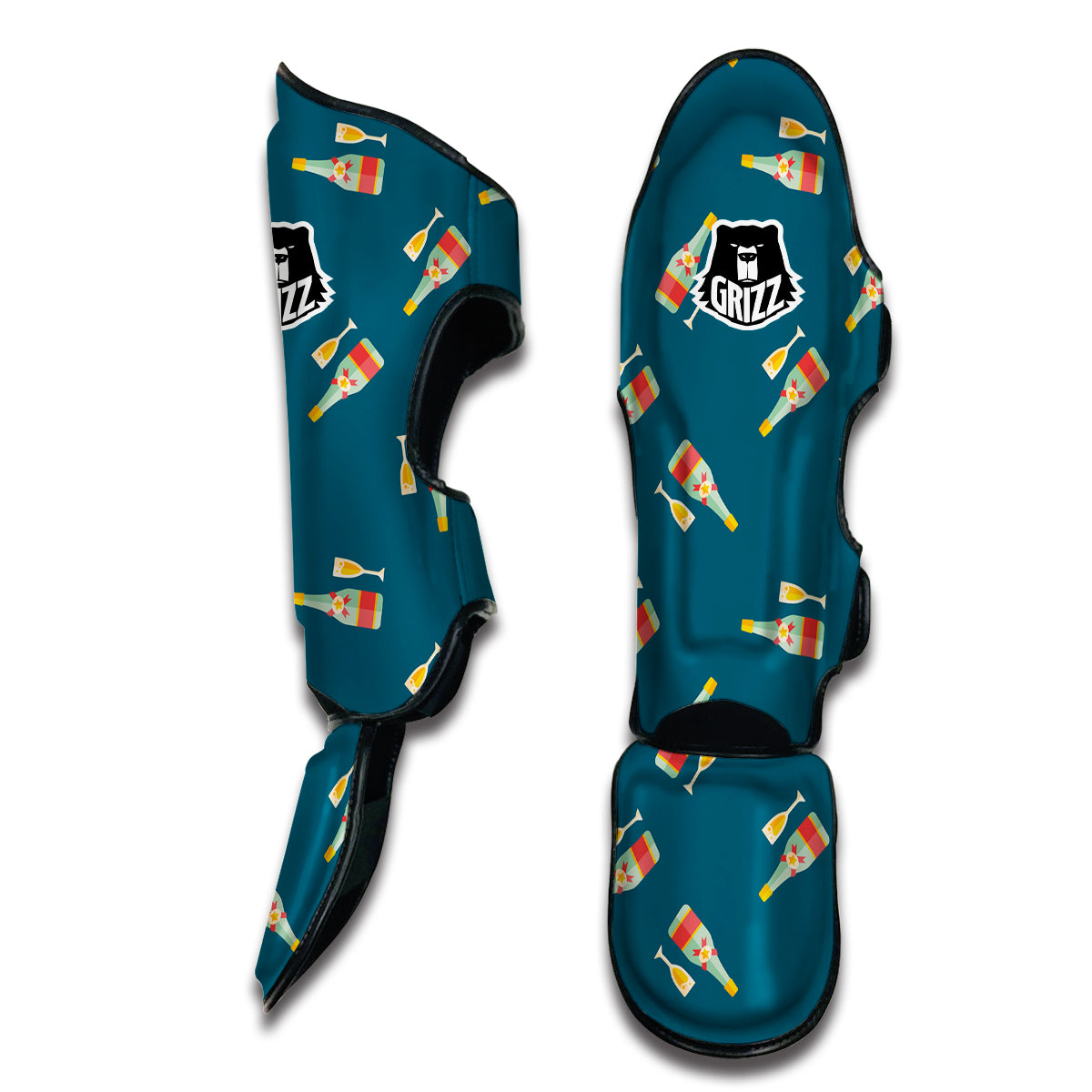 Champagne Print Pattern Muay Thai Shin Guards-grizzshop