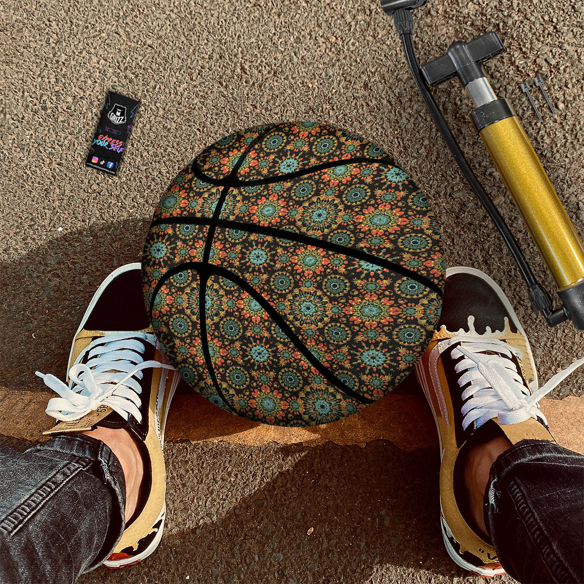 Chaotic Boho Print Pattern Basketball-grizzshop