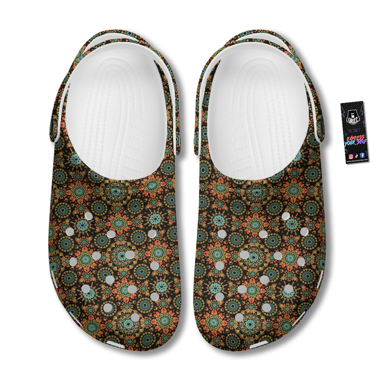 Chaotic Boho Print Pattern Clog-grizzshop