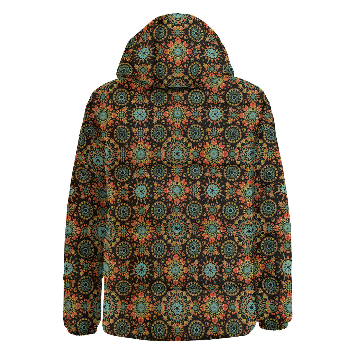 Chaotic Boho Print Pattern Down Jacket-grizzshop