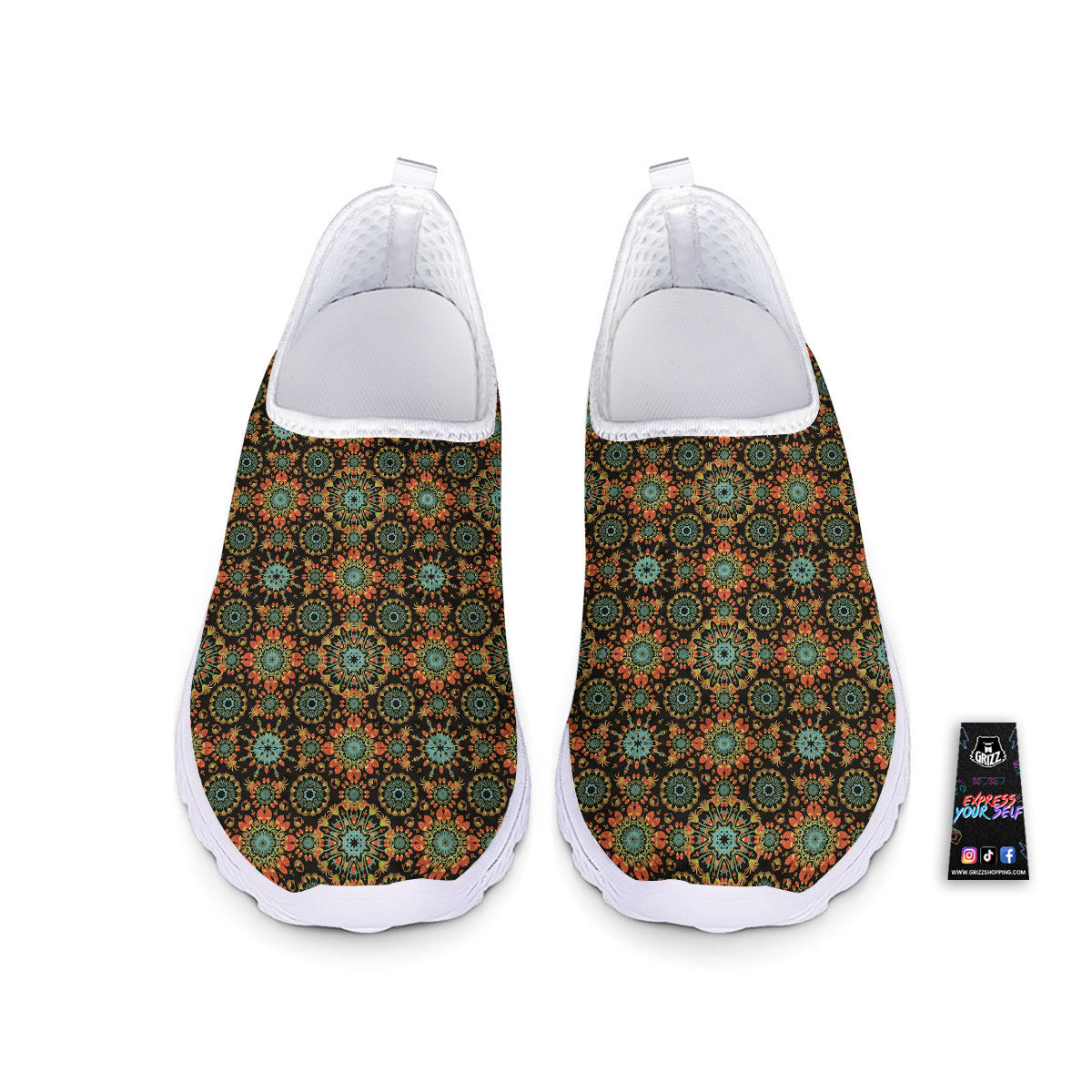 Chaotic Boho Print Pattern Nurse Shoes-grizzshop