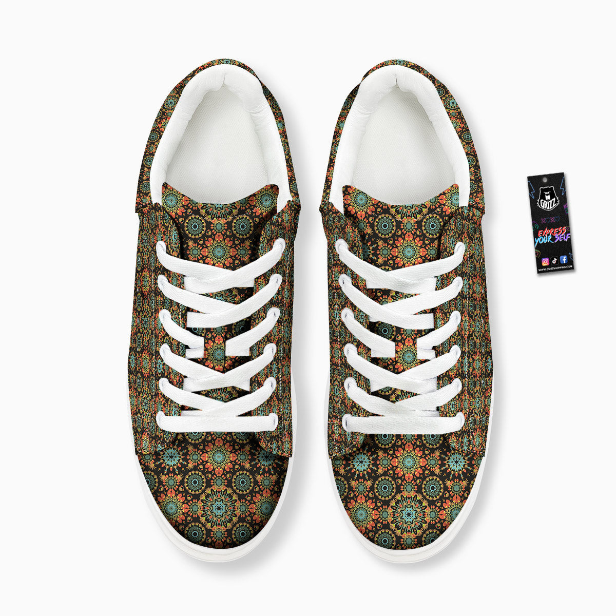Chaotic Boho Print Pattern Platform Shoes-grizzshop