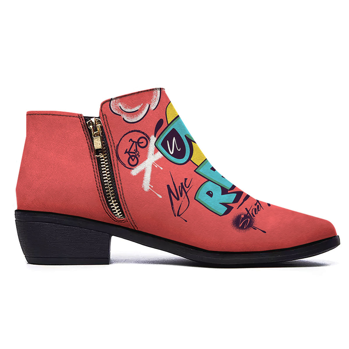 Characters Graffiti Cartoon Print Ankle Boots-grizzshop