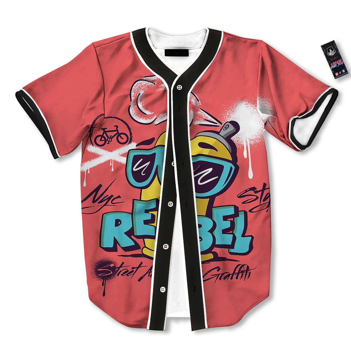 Characters Graffiti Cartoon Print Baseball Jersey-grizzshop