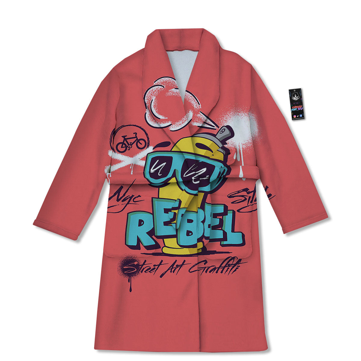 Characters Graffiti Cartoon Print Bathrobe-grizzshop