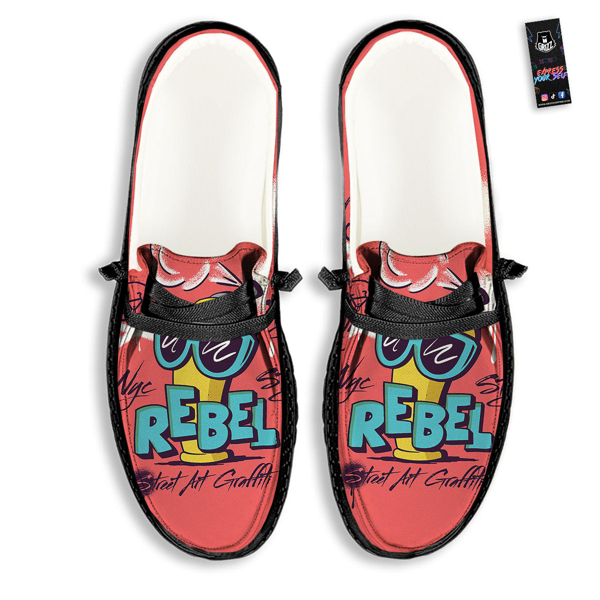 Characters Graffiti Cartoon Print Black Loafers-grizzshop