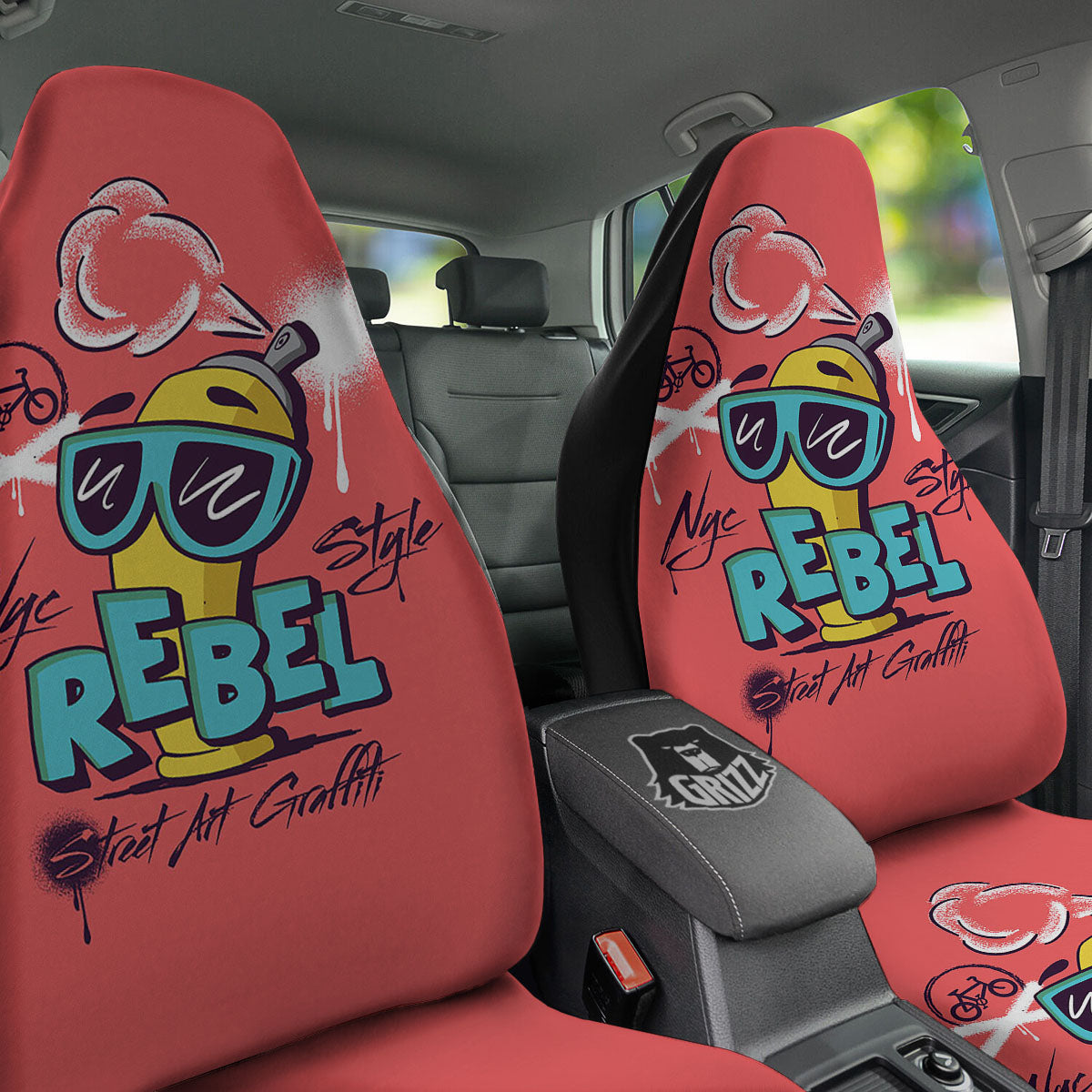 Characters Graffiti Cartoon Print Car Seat Covers-grizzshop