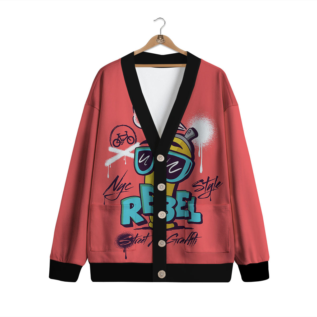 Characters Graffiti Cartoon Print Cardigan-grizzshop