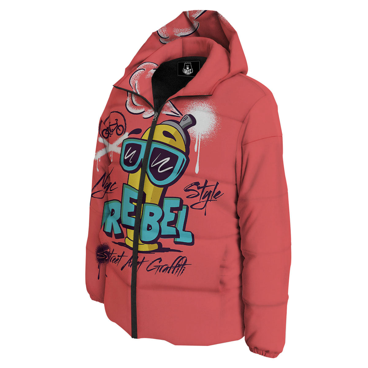 Characters Graffiti Cartoon Print Down Jacket-grizzshop