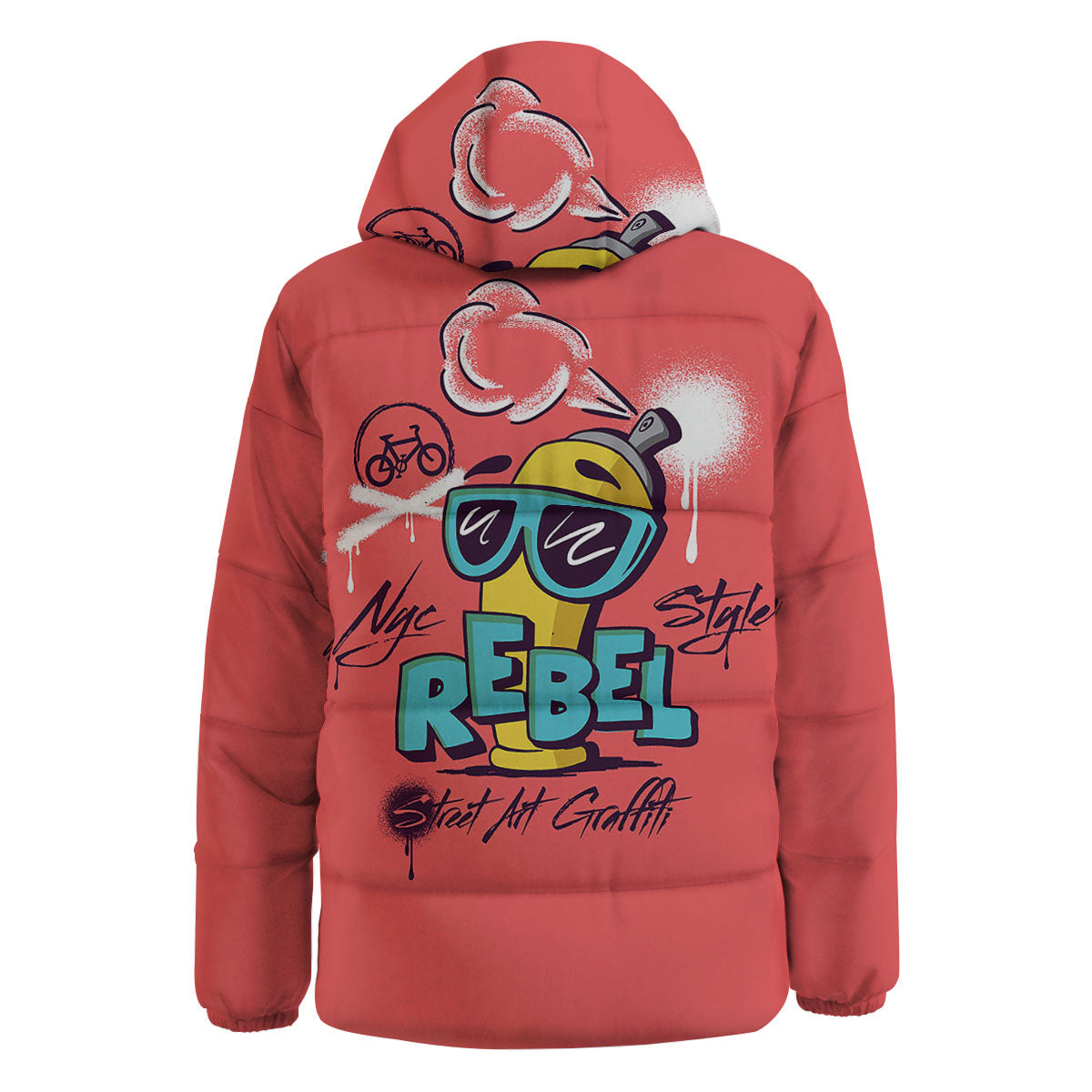 Characters Graffiti Cartoon Print Down Jacket-grizzshop