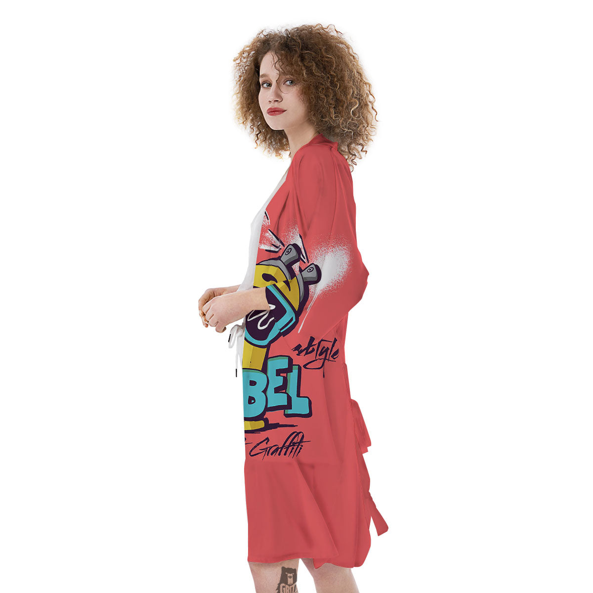 Characters Graffiti Cartoon Print Kimono-grizzshop