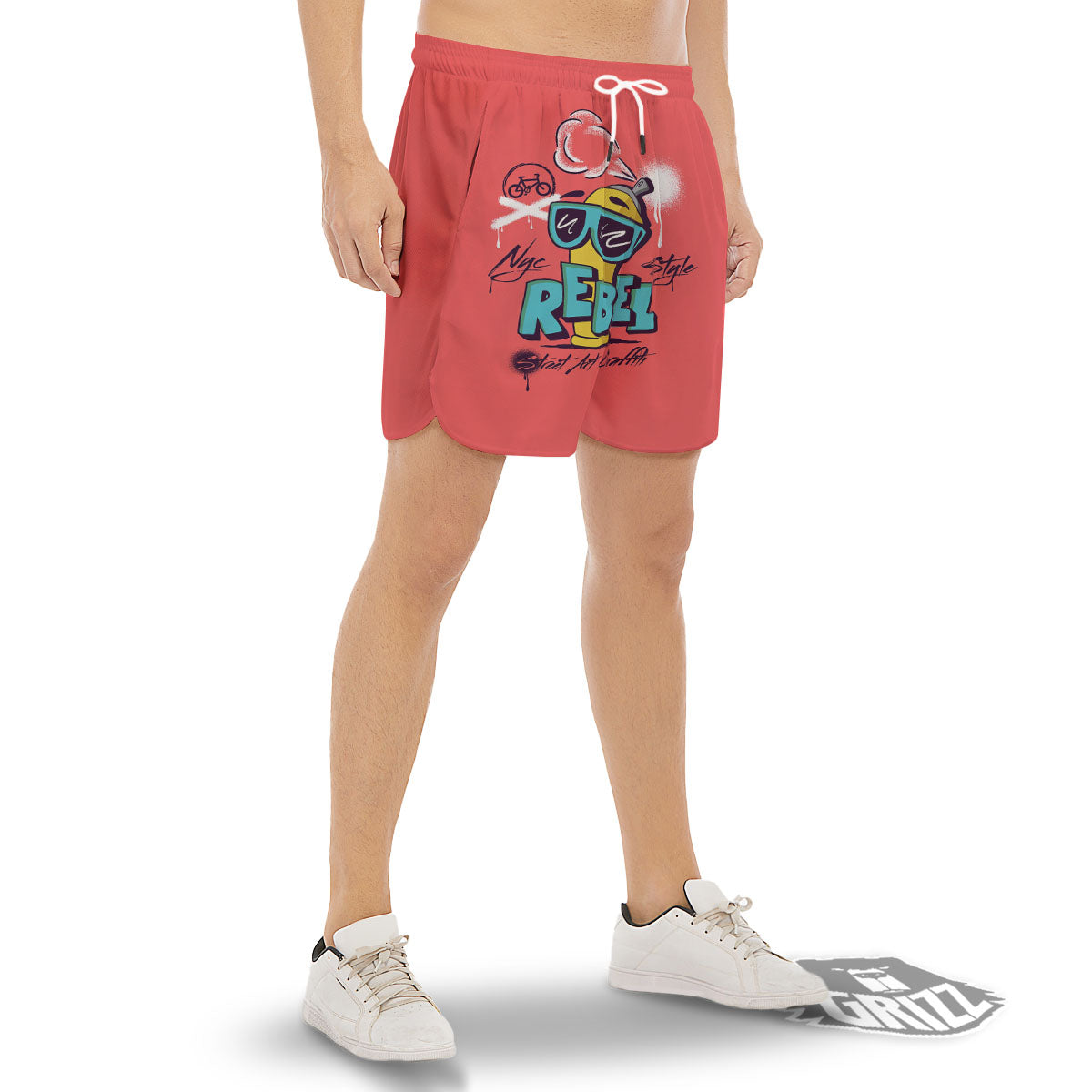 Characters Graffiti Cartoon Print Men's Gym Shorts-grizzshop