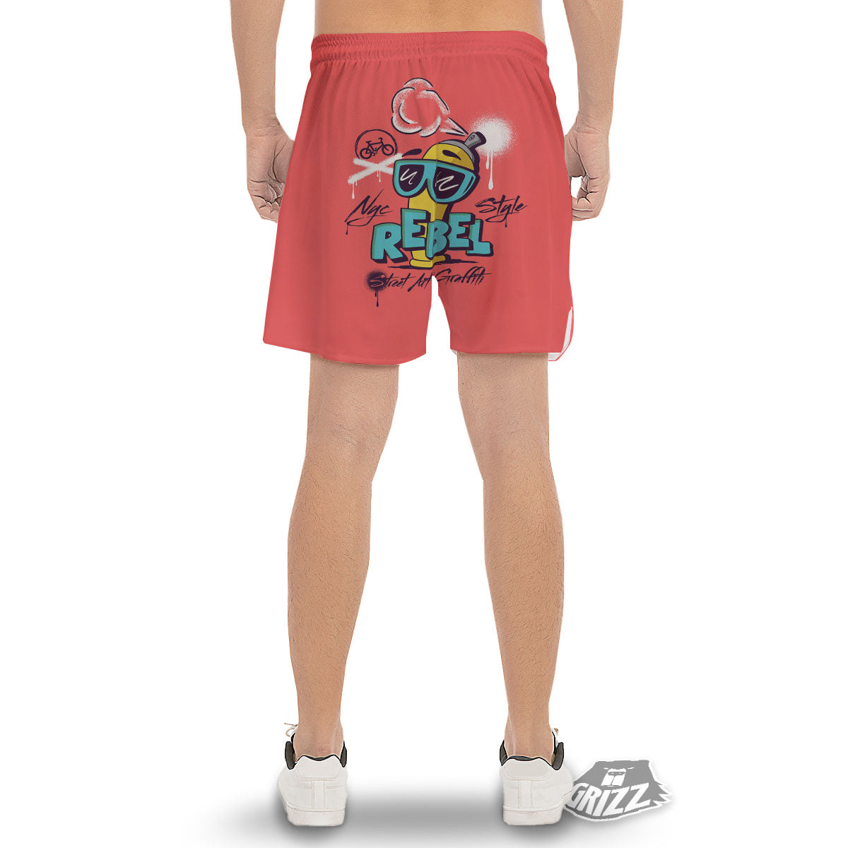 Characters Graffiti Cartoon Print Men's Gym Shorts-grizzshop