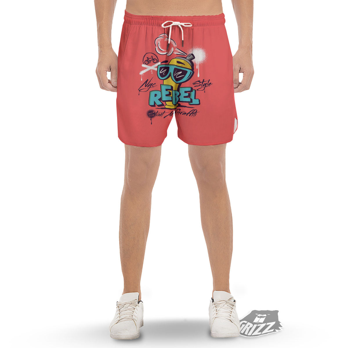 Characters Graffiti Cartoon Print Men's Gym Shorts-grizzshop