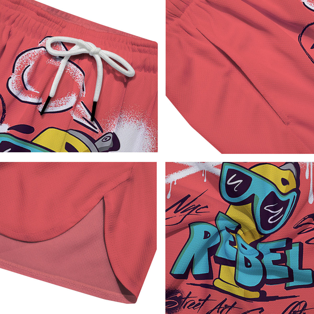 Characters Graffiti Cartoon Print Men's Running Shorts-grizzshop