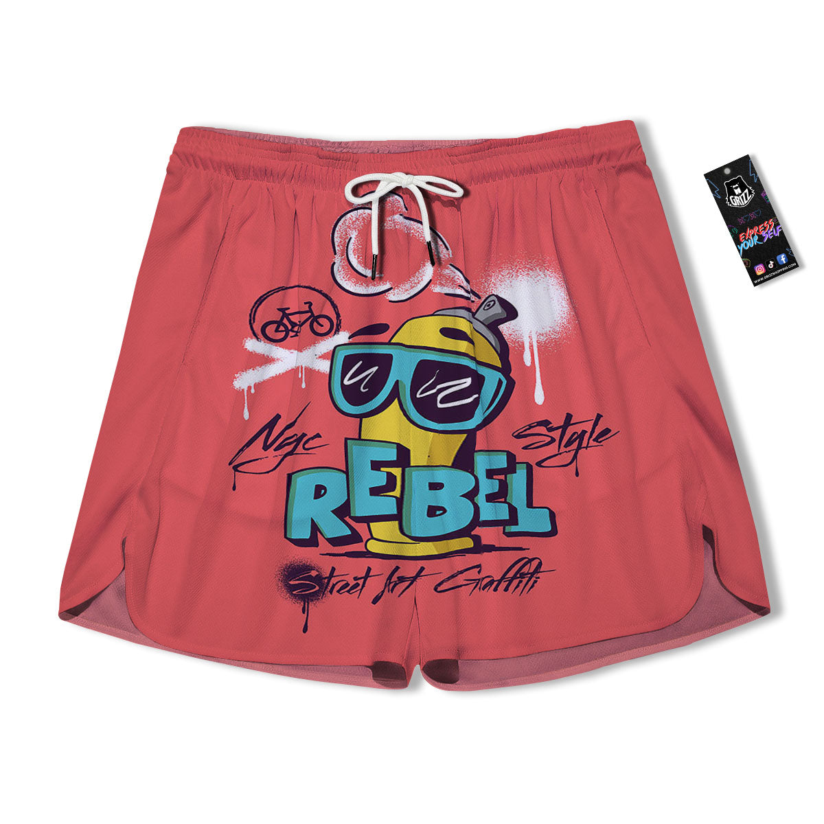 Characters Graffiti Cartoon Print Men's Running Shorts-grizzshop