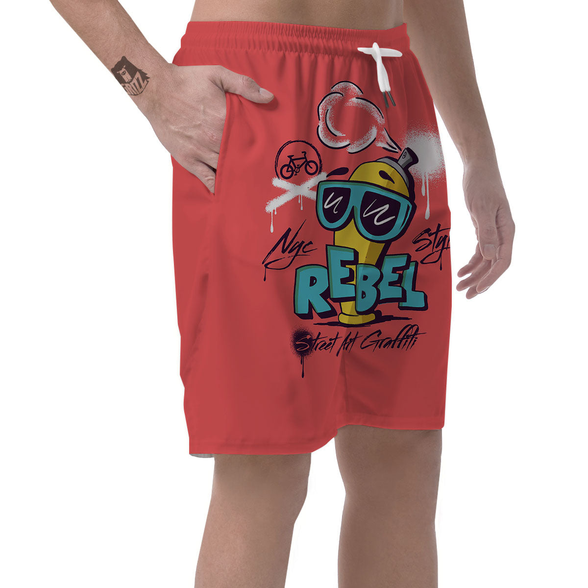 Characters Graffiti Cartoon Print Men's Shorts-grizzshop