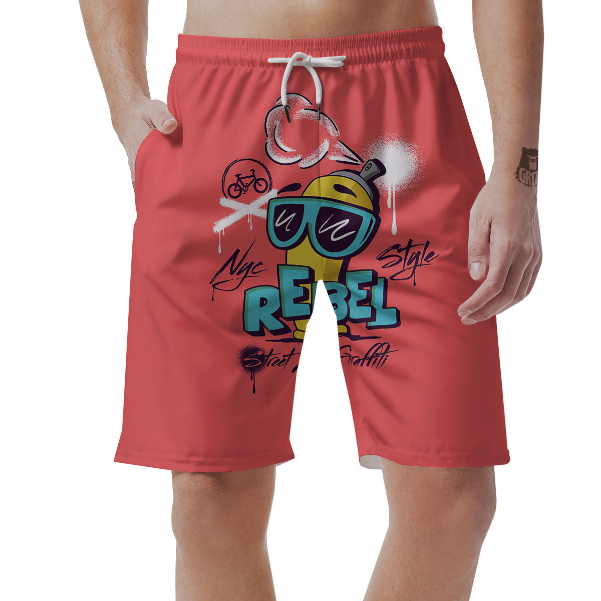 Characters Graffiti Cartoon Print Men's Shorts-grizzshop