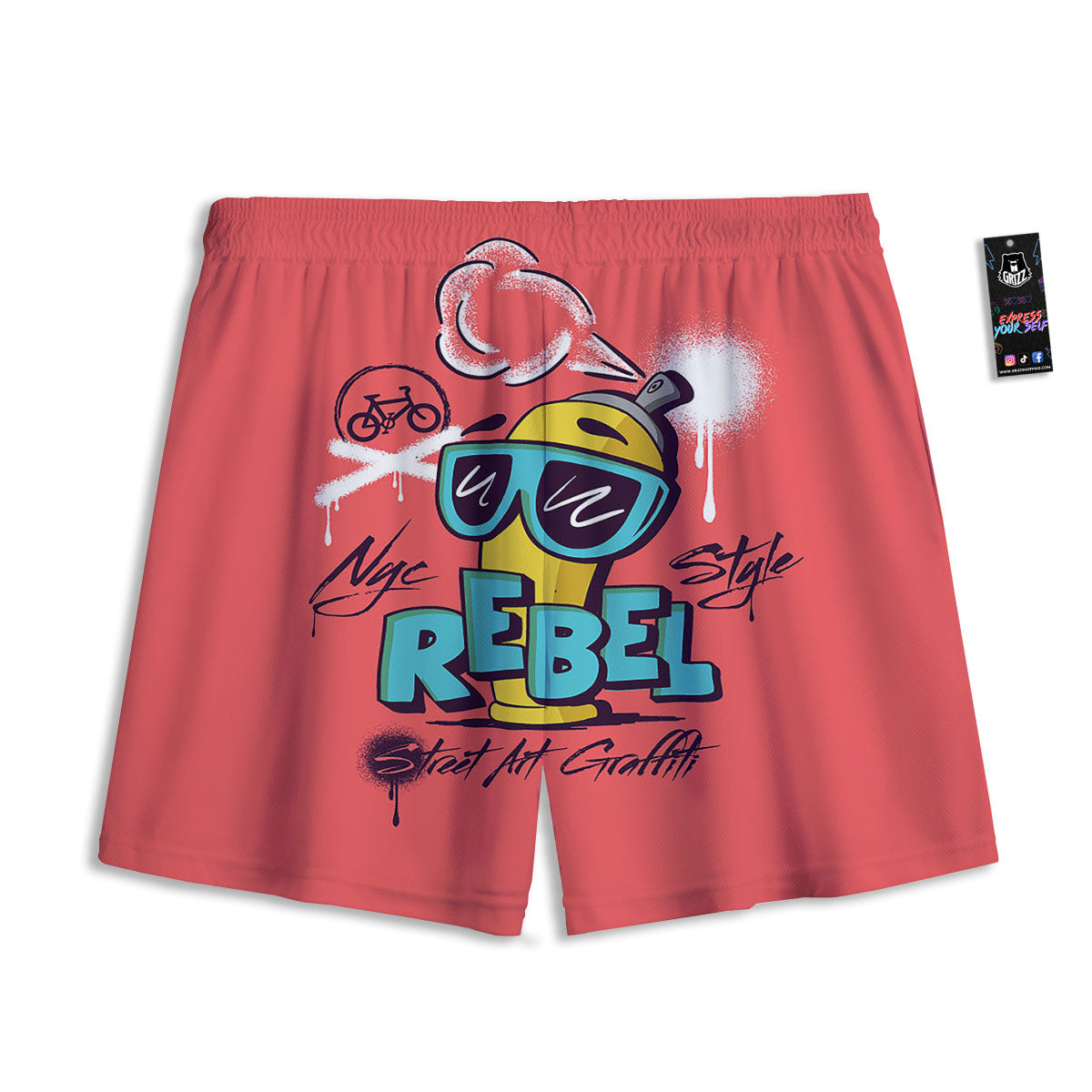 Characters Graffiti Cartoon Print Mesh Shorts