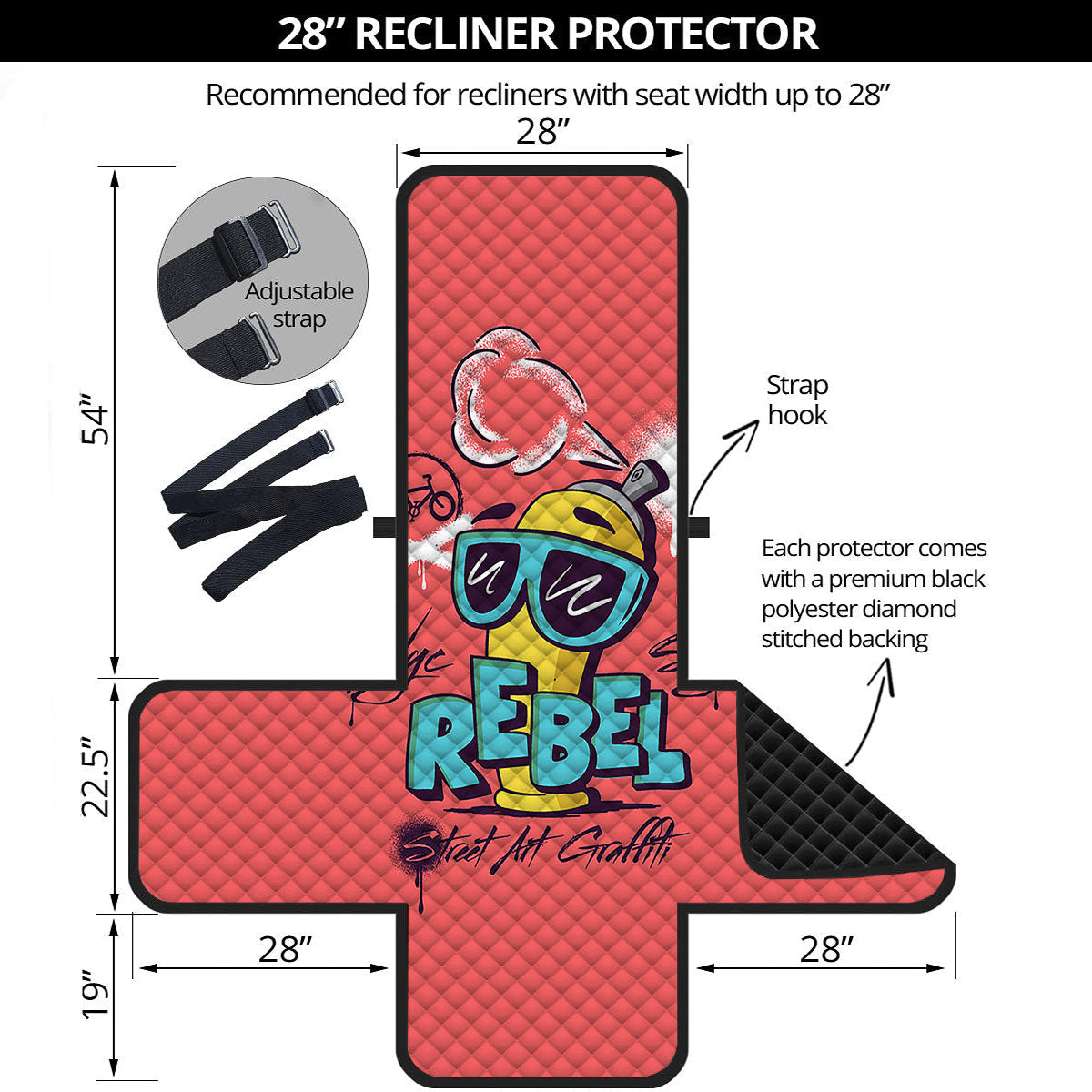 Characters Graffiti Cartoon Print Recliner Protector-grizzshop